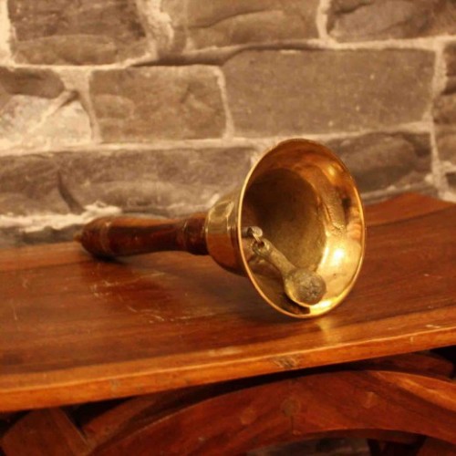 Solid Brass Captain Table Wooden Handle Ship Bell