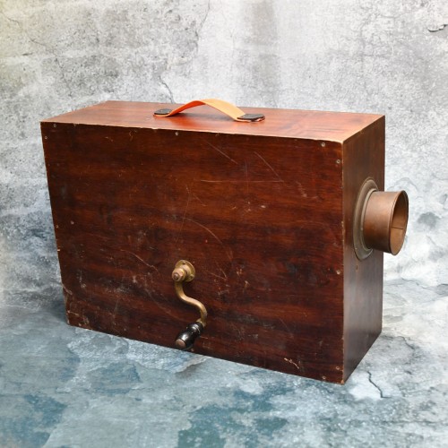 Antique Nautical Portable Rotary Fog Horn Wooden Box