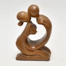 Couple Sculptures -Vintage Carved Wooden Figurine Statue