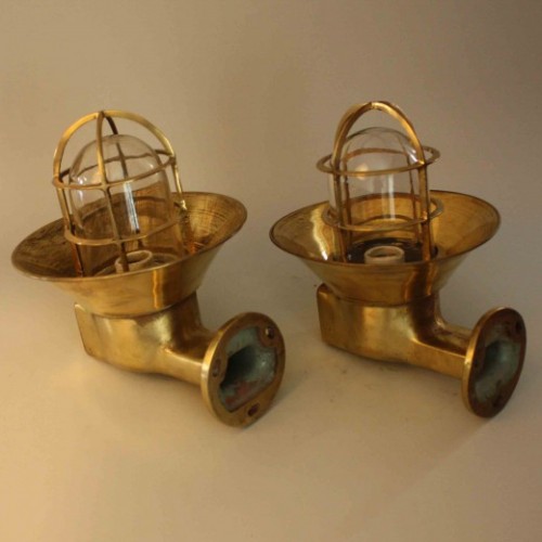 Pair Of Hanging Passageway Ceiling Lights With Brass Cover 