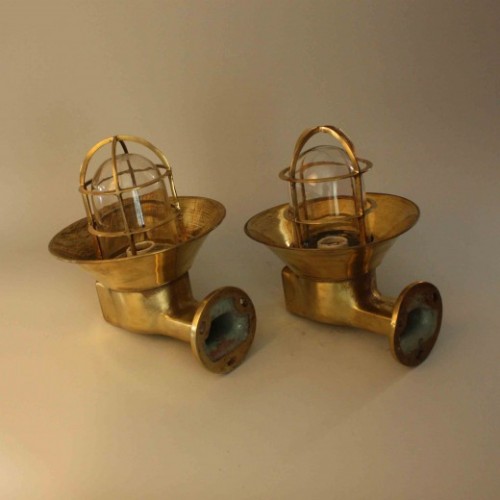Pair Of Hanging Passageway Ceiling Lights With Brass Cover 