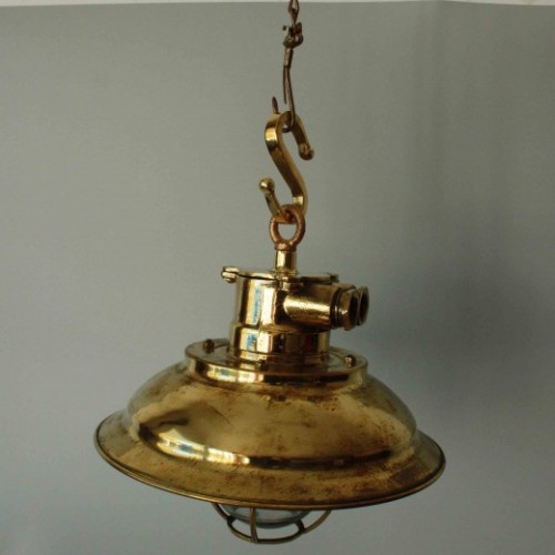 Antik mässingslampa - Skepparmössa