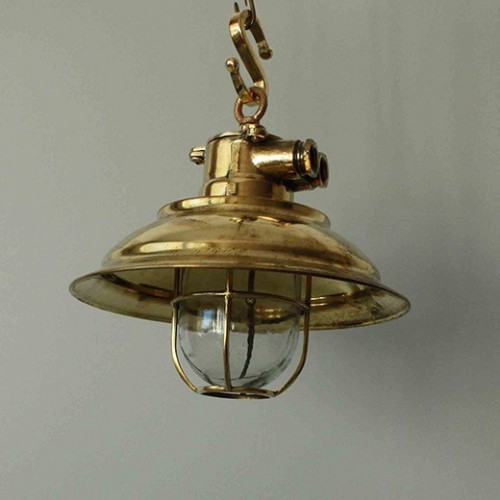 Antik mässingslampa - Skepparmössa