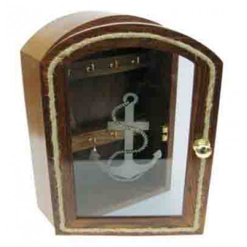 Nautical Handcrafted Boat Key Cabinet with Key Hooks