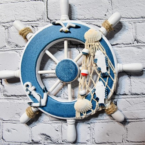 Anchor Helmsman Wooden Boat Decoration Ship Wheel 