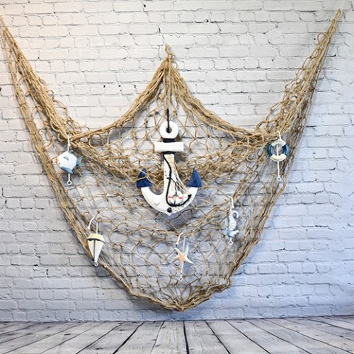 Fish Net Brown Natural Jute (1.5x2m)-Mediterranean Style Nautical Decorative 