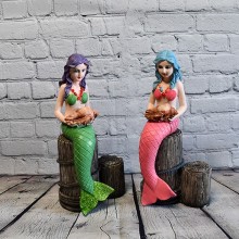 Mermaid Doll Ornament |Pink & Green Doll Pair