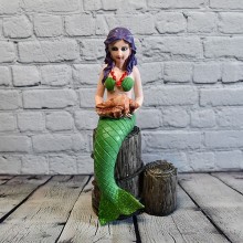 Wooden Nautical Themed Mermaid Green Doll -Table Décor