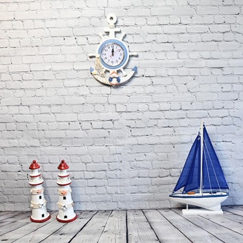 Lifebouy Style Wooden Anchor Wall Clock  
