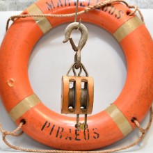 Vintage Wooden Ships Pulley Blocks with Rope