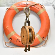 Wooden Antique Marine & Maritime Pulley With Rope 