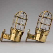 Mid-Century Nautical Brass Wall Mount Bulkhead Light -1 Pair