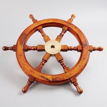 Classic Ship Wheel in Wooden and Brass 