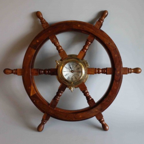 Antique Maritime Ship wheel Clock 