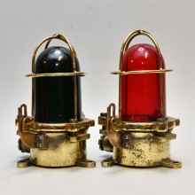 Vintage Security Brass Lights-Red & Green