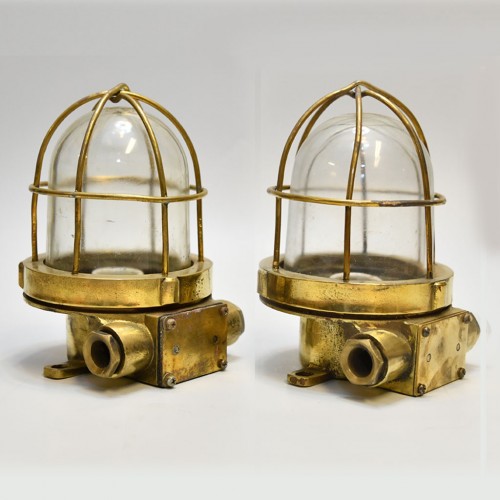  Nautical Brass Security Lights Made In Germany|Set Of Two