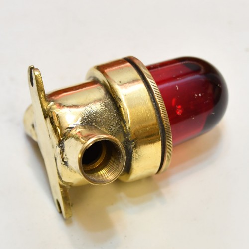 Vintage Brass Security Light Red Glass