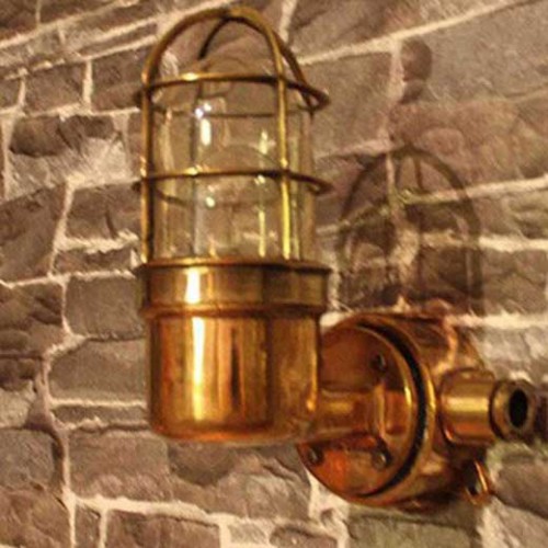  Wall Mount Bulkhead Brass Scone Light Fixture With Junction Box