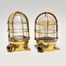 Authentic Vintage Brass Ships Passageway Lights-Set of Two