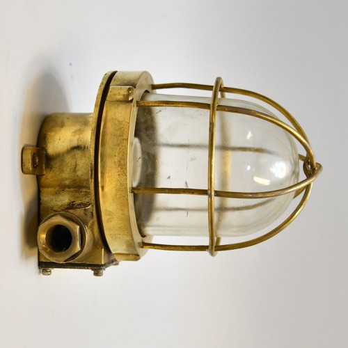 Vintage Germany Security Light|Nautical Retro Bulkhead Brass Light