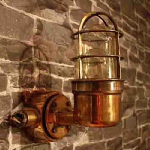  Wall Mount Bulkhead Brass Scone Light Fixture With Junction Box