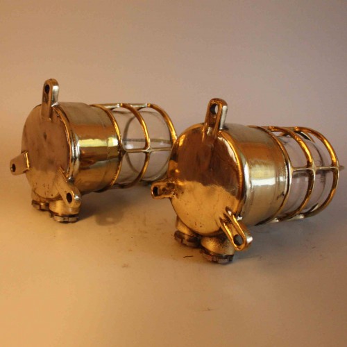 Pair Of Vintage Brass Roundwire Long Wall Light