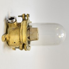Vintage Antique Ship Salvaged Brass Clear Glass Signal Light 