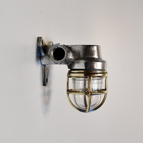 Small Aluminium Wall Light - Brass Cage