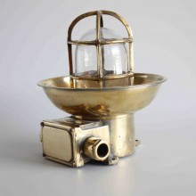 Industrial WISKA Brass Wall Mount Sconce Light With Shade