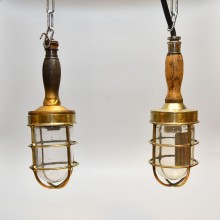 Maritime Ships Salvaged Hand Light Brass & wood |Set of Two