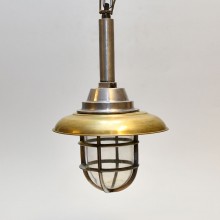 Vintage Hand Brass & Aluminum Cap Hanging Lamp