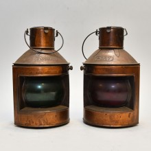 Set Of Two Nautical Marine Oil Lamp & Lanterns -Red & Green