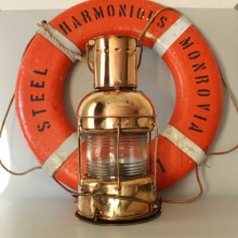 Antik lanterna / oljelampa i koppar - fartygslanternor