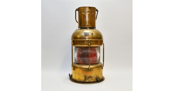 Brass Lantern Green Oil Lamp Vintage Style Ship Classic Marine 