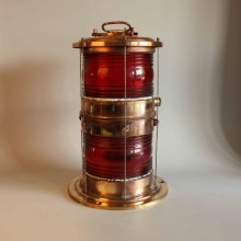 Navigationsljus i koppar från 1900- talet - Röd glas